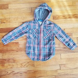 Size 4 Boys Plaid Lined Zip-up Hoodie/ Jacket.